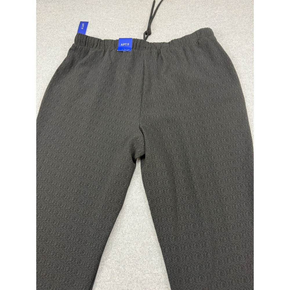 Apt. 9 Womens XL Black Textured Jacquard Jogger Pants Gold Zip Pockets MSRP $48 - Picture 11 of 16